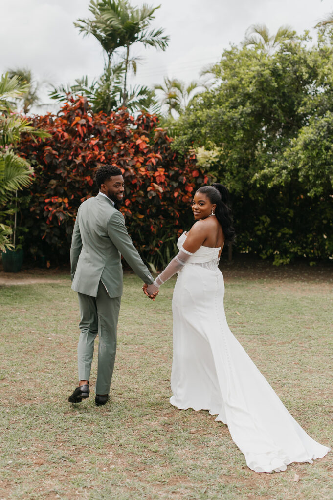 A couple sharing a quiet moment during their destination wedding in Barbados
