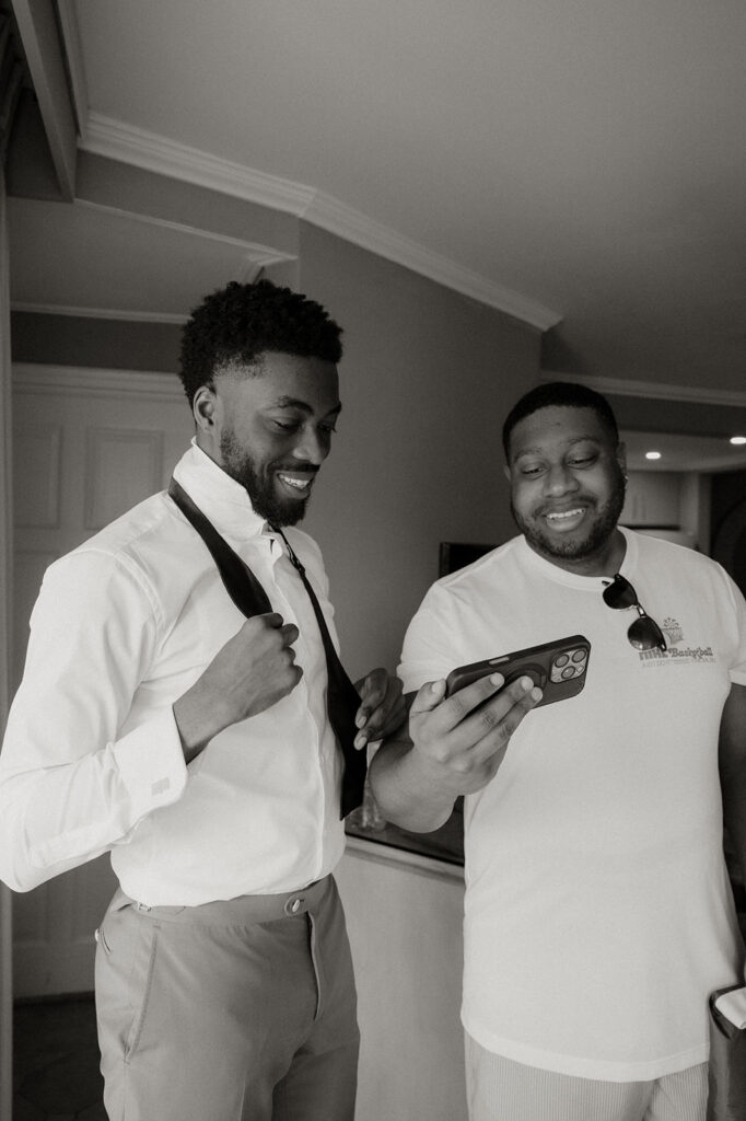 Wedding party getting ready