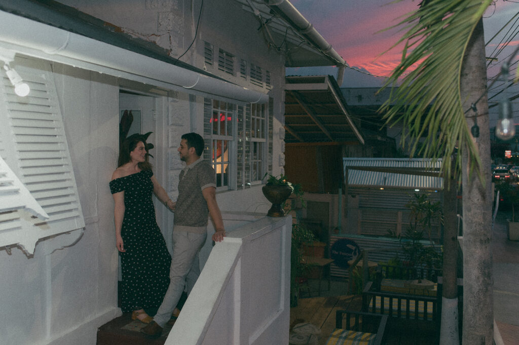 Sunset view from the balcony overlooking the street in Trinidad
