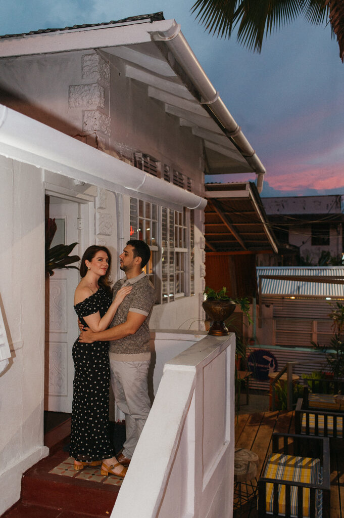 Sunset view from the balcony overlooking the street in Trinidad
