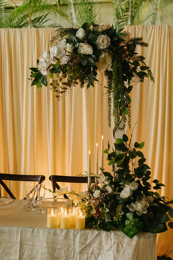 Wedding reception under the moonlight at Estate 101 with guests celebrating.
