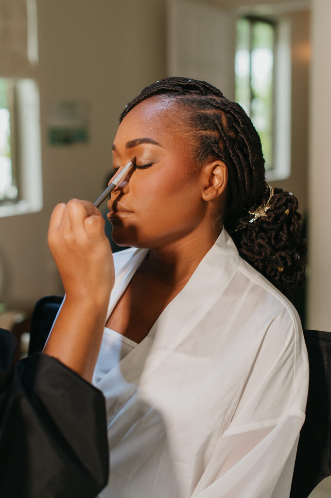 Bride getting ready for her wedding day